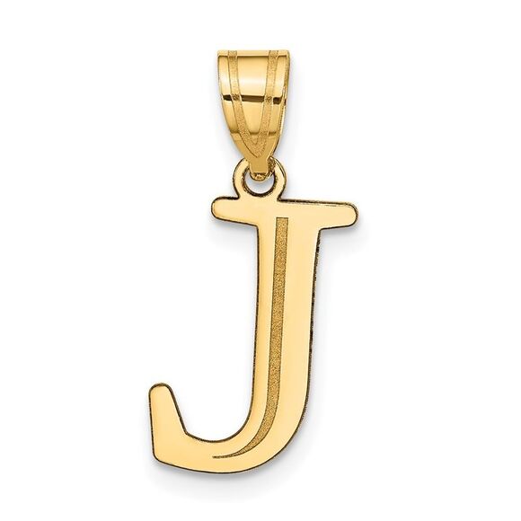 Kazi Luxury 14k Yellow Gold Polished Etched Letter J Initial Pendant